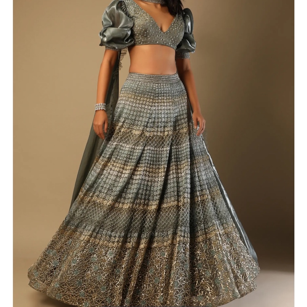 Indian lehenga stone handwork